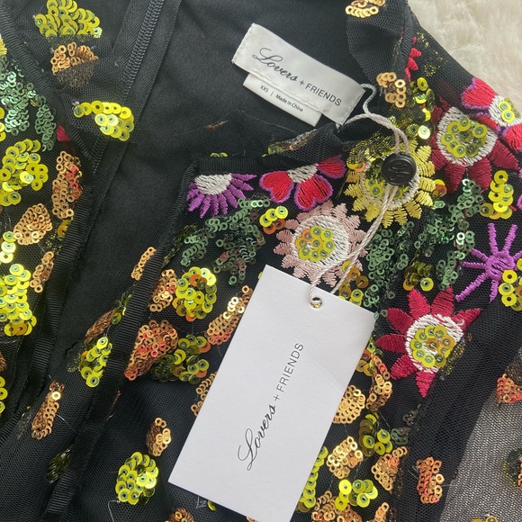 Lovers + friends mini sequin application beaded black dress - Picture 5 of 5